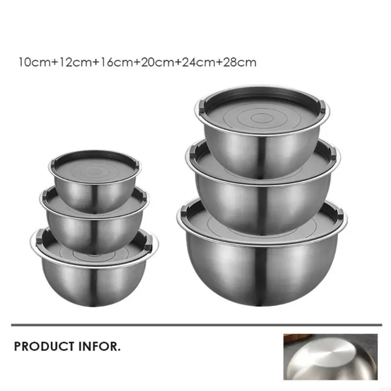 H8WB Premium Nonrust Steel Mixing Bowl Featuring Silicone Nonslip Base Perfect for Whipping Eggs and Mixing Salads