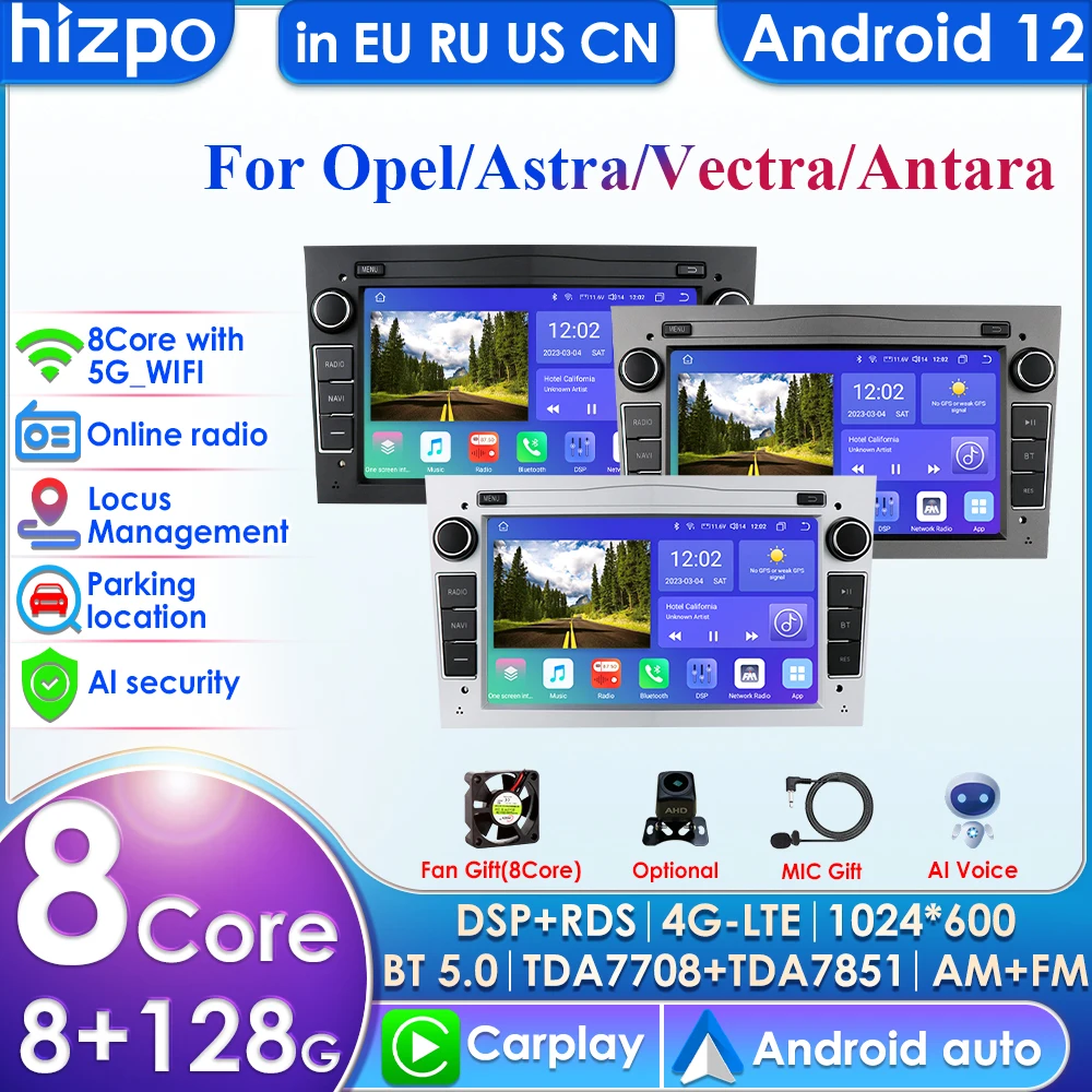 2Din Android Car Radio Multimedia Video Player for Opel Astra H J 2004 Vectra Vauxhall Antara Zafira Corsa C D Vivaro Meriva DSP