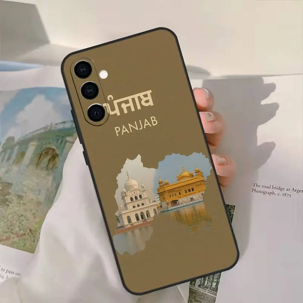 เคสโทรศัพท์แผนที่ปัญจาบสำหรับซัมซุง กาแล็คซี่ เอ 13,21 เอส,22,31,32,52,53,71,72,73,ปกสีดำนุ่ม