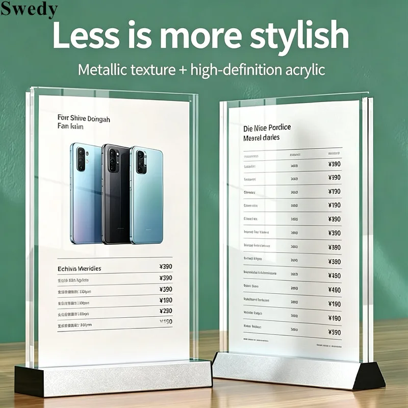 4 PCS A4 210x297mm Double Side Acrylic Sign Holder Display Stand Menu Paper Price List 8.5x11 Inch Photo Picture Poster Frame