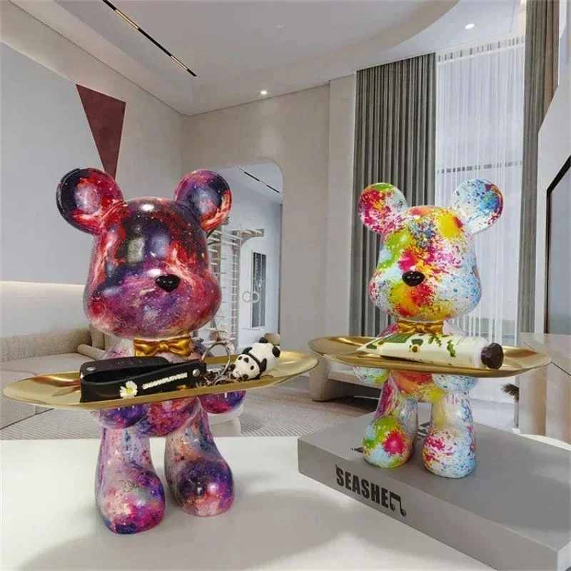 

New Light Luxury Violent Bear Series Tray Small Item Tray Living Room, foyer, office desk Graffiti Figure Decorative Ornament