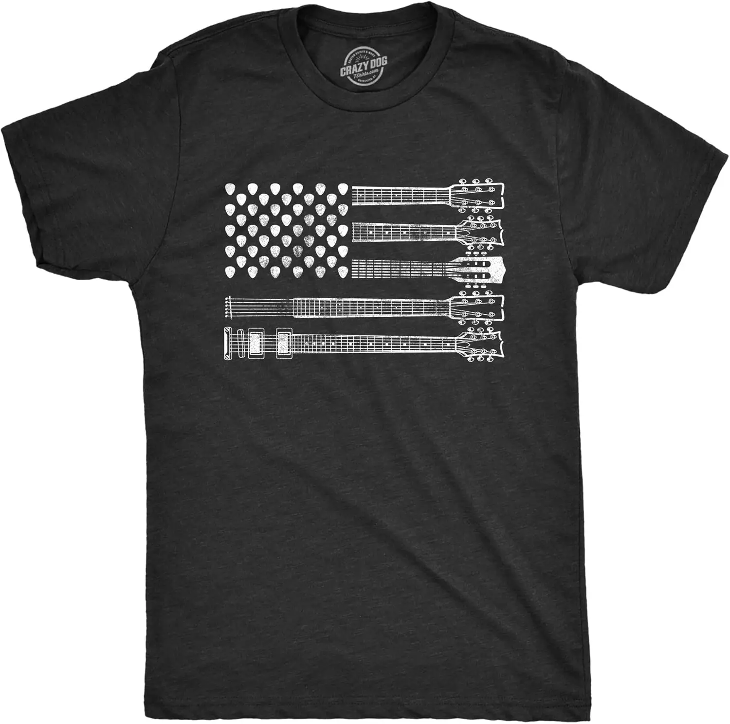 Mens Guitar T Shirt Cool Rock And Roll American Musician Flag Graphic Novelty 100% Cotton Trendy Y2K Short-Sleeve Tee – Soft,