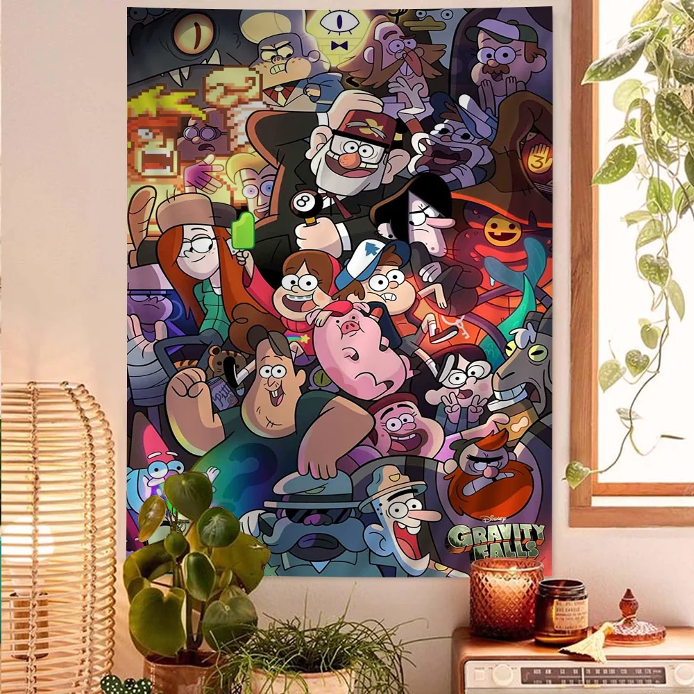 Gravity Falls Cartoon Tapestry Home Decoration Hippie Bohemian Decoration Divination Home Decor