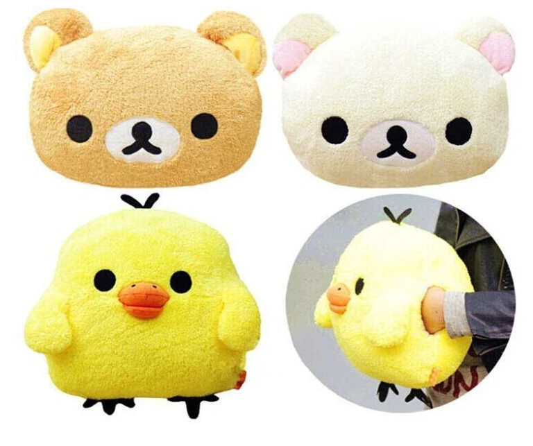 1pc 30cm Kawaii Rilakkuma Plush Toy Kiiroitori Chick Couple Pillow Teddy Bear Stuffed Doll Cushion Hand Warmer Winter Xmas Gift