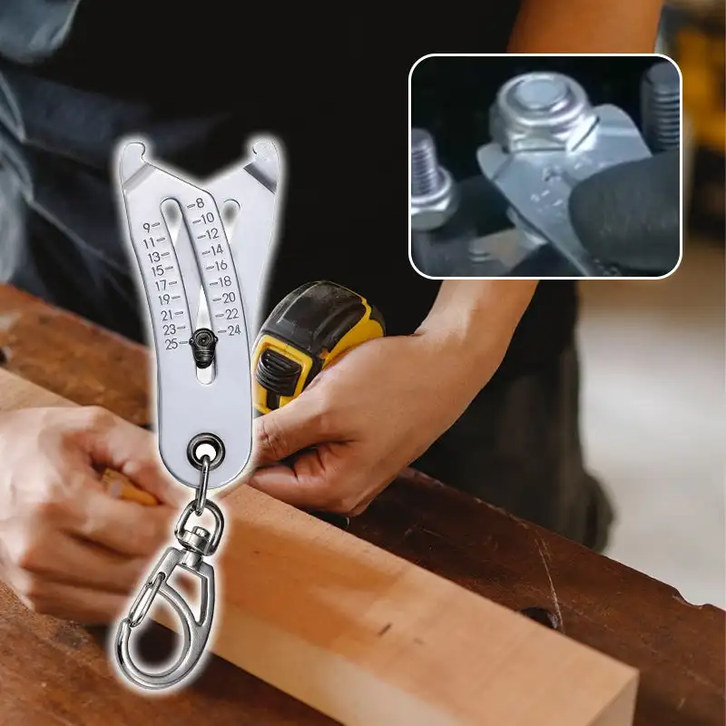 Portable Precise Thread Size Checker Keychain Caliper Gauge Metric Imperial Hexagon Nut Thread Size Quick Manual Measuring Tools