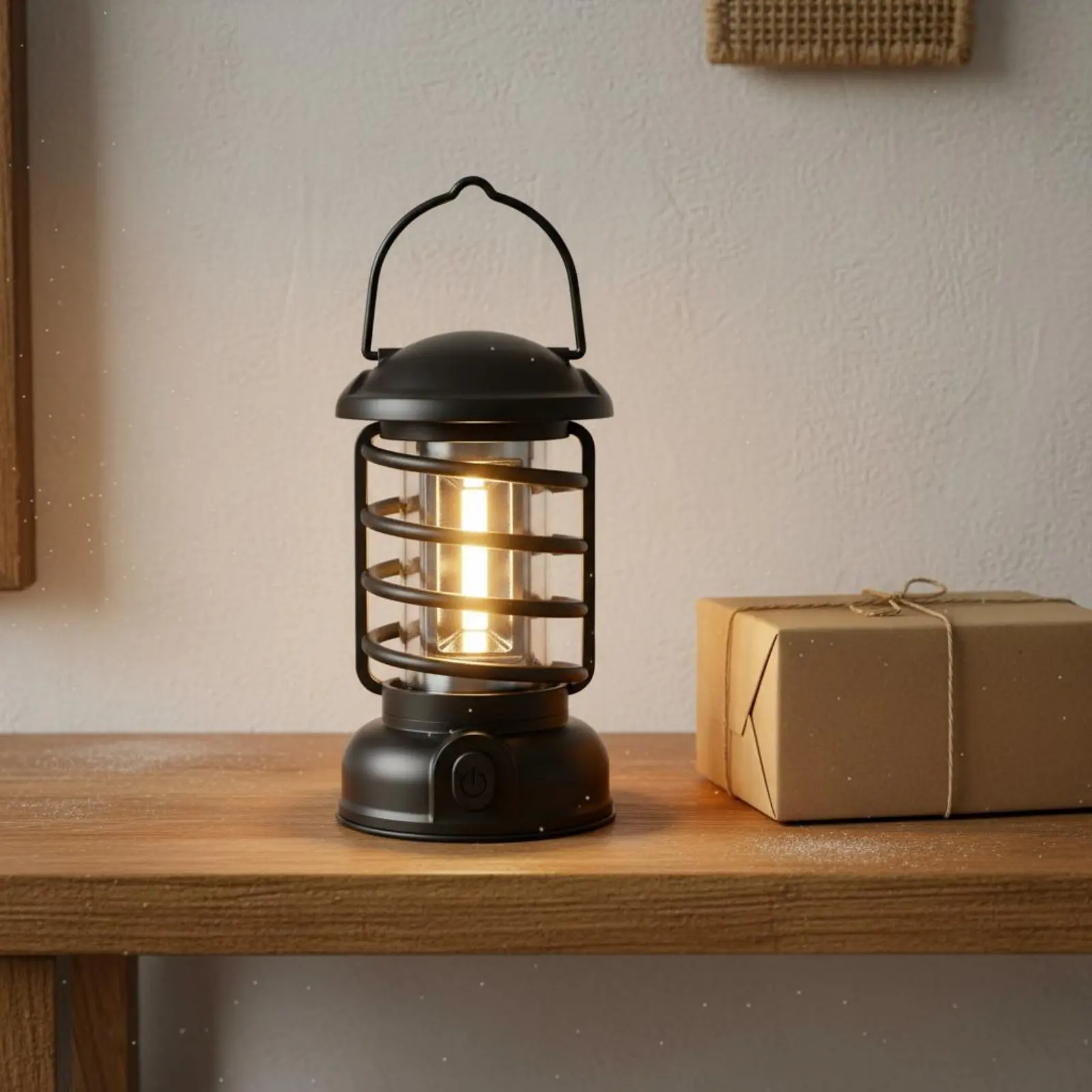 Retro Camping Lantern Two-Way Power Supply Vintage Design Luminous Component Lantern Battery-Operated Tent Lamp Outdoor Lighting view 4