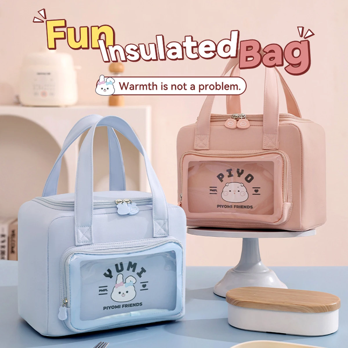 

8L Cartoon Large Capacity Tote Lunch Bag, Picnic Insulated Lunch Box Bag, Student Lunch Bag, Portable Vacation Beach Lunch Bag
