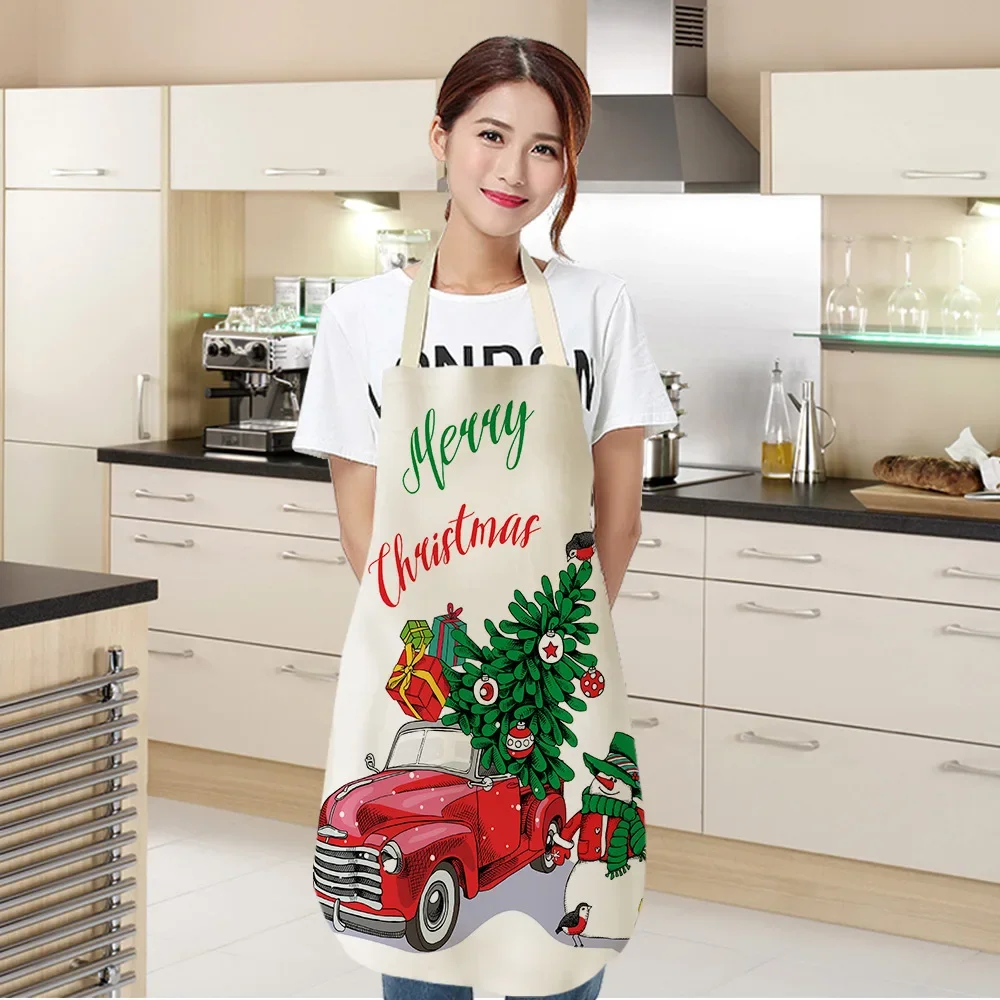 1 Pcs Christmas Kitchen Aprons for Woman Xmas Decoration Aprons for Kids Adults Women Men Dinner Party Cooking Apron