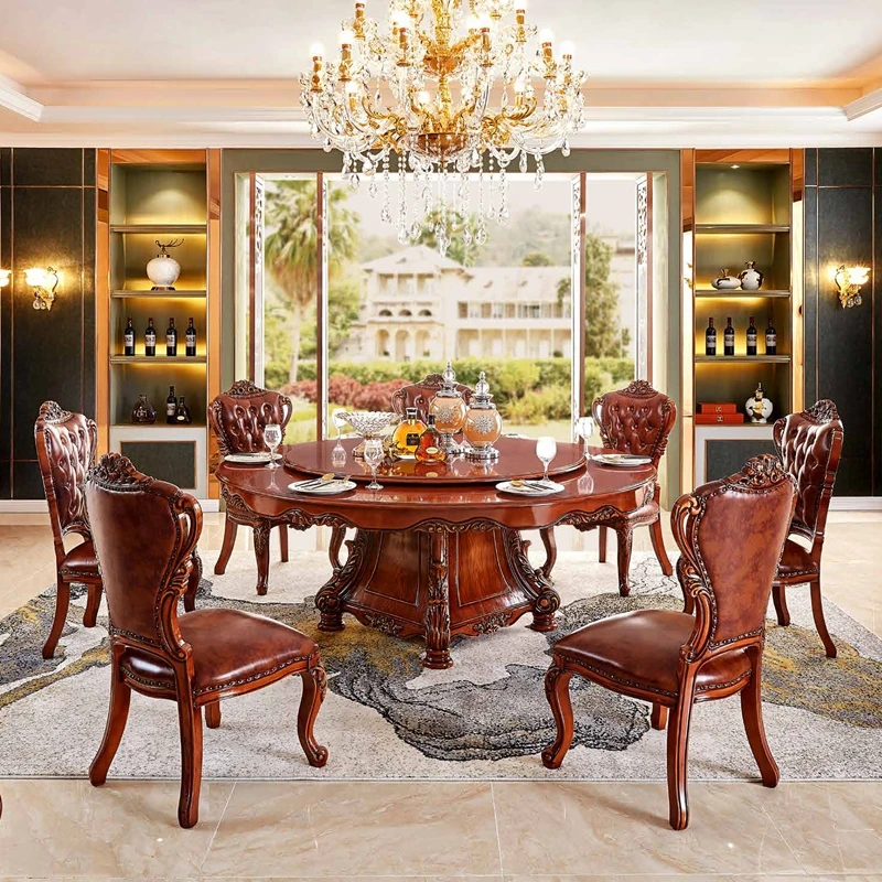 ^& Champagne Gold Luxury Rectangle Dinning Table With 6 Chairs Furniture Sets With Modern Craftsmanship and Royal Design Style