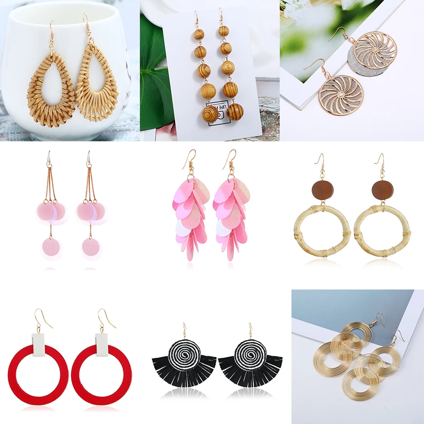 New Hot Bohemian Sequins Tassel Earrings For Women Fashion Jewelry Accessories Circle Rattan Knit Pendientes AE262