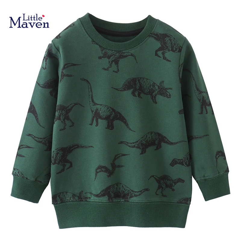 Little maven Kids Clothes Baby Boys Children\'s Clothing 2024 Spring New Autumn Cartoon Dinosaurs Infants Sweatshirts