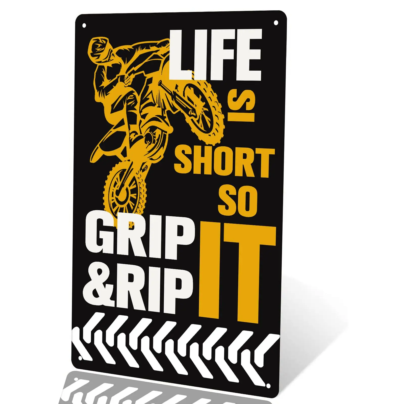 Miradendicil Life Is Short So Grip & Rip Ride Dirt Bike Motocross Metal Tin Sign Wall Art Bar Sign Metal Poster For Entrywa sign