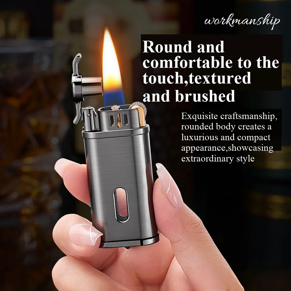 

New Portable Retro Exquisite Grinding Wheel Ignition Metal Lighter Replaceable Oil Compartment Boyfriend Novel Cigarette Lighter