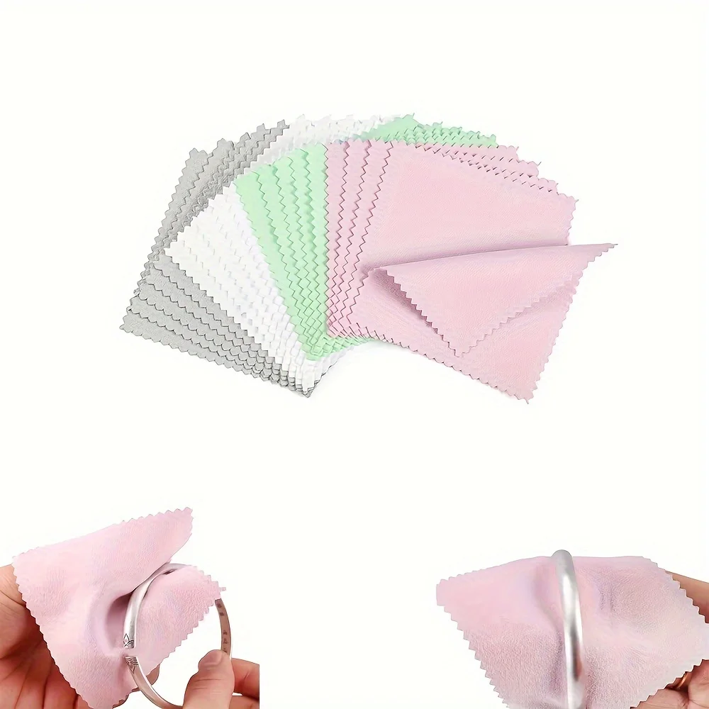 10Pcs Jewelry Polishing Cloths Soft Clean Wiping Cloth Remove Stains Double-Sided Cleaning Cloth For Silver Gold Jewelry Tools