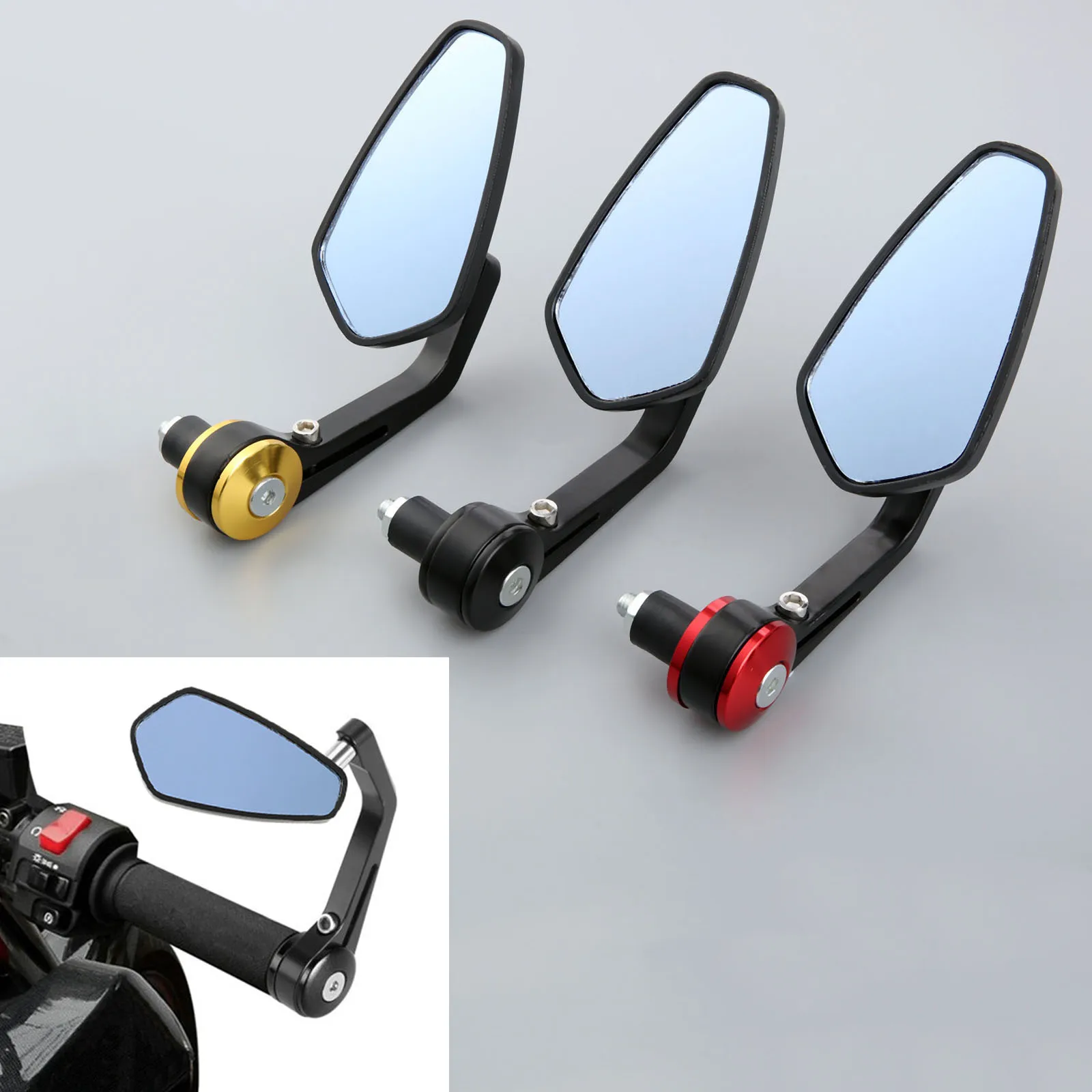 2x Motorcycle Bar End Rearview Mirror 7/8