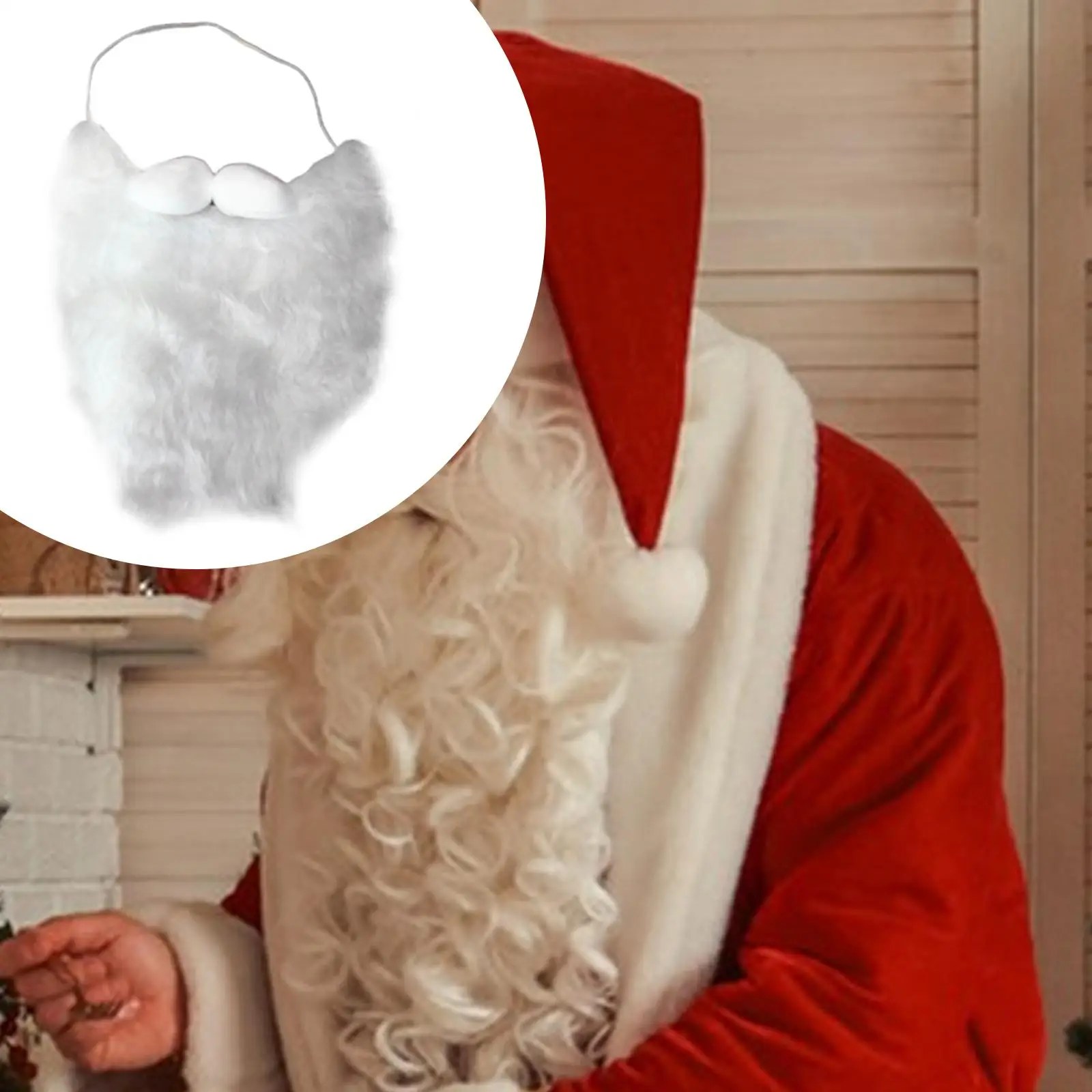 Weihnachtsmann-Bart für Kinder und Erwachsene, realistisches Kostümzubehör, Weihnachtskostüm, Bekleidung, gefälschter Schnurrbart für Karneval, Weihnachten, Maskerade