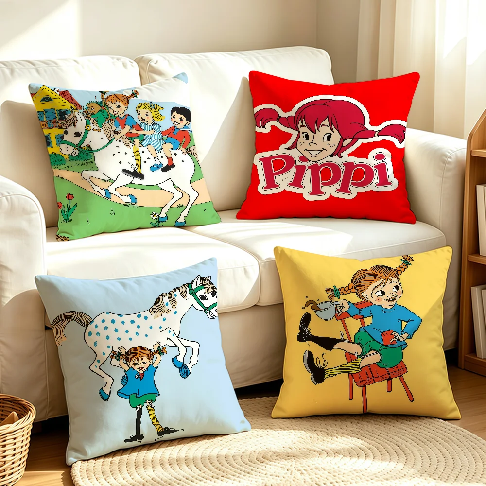 Cartoon Pippi Longstocking cushion cover Anti-dustmite Sofa Cushion Decorative Office Cover Lounge Area Indoor & Outdoor Use