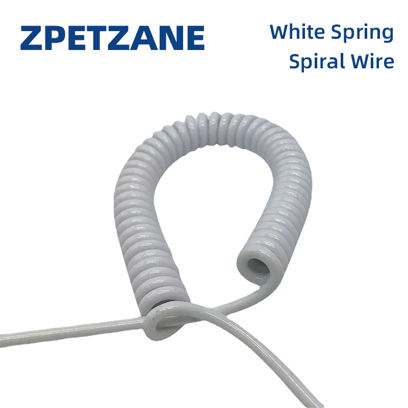 White Spring Cable Electrical Wire Copper Core 2x0.75m2 3x2.5m2 Telescopic PU Spiral Power Cord Scalable