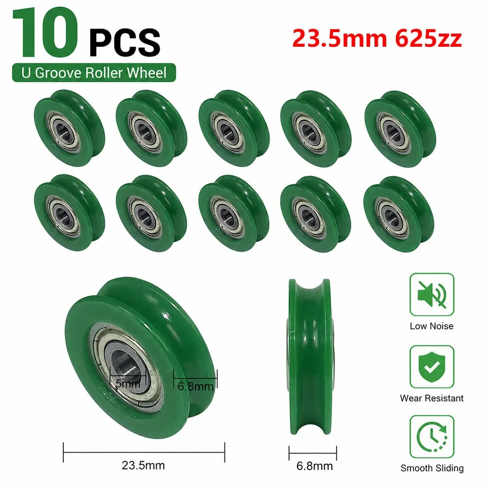 10Pcs 5mm U-Groove Guide Pulley Nylon POM U-Groove Bearing Pulley High Temperature Resistant Compact Size Rolling Bearing Wheel