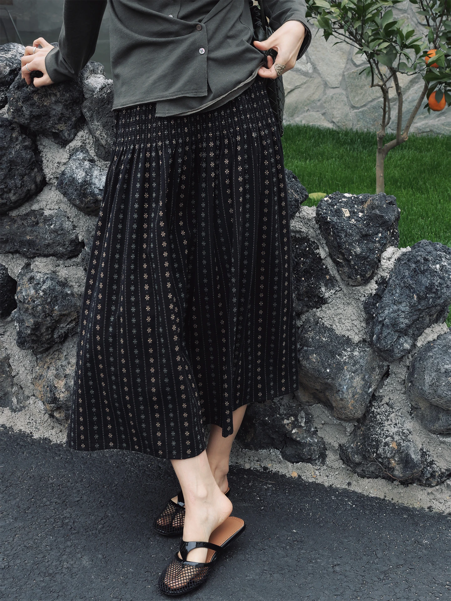 

Женская юбка TT Nighting с цветочным принтом из хлопка, весенне-осенняя, приталенная, А-силуэт