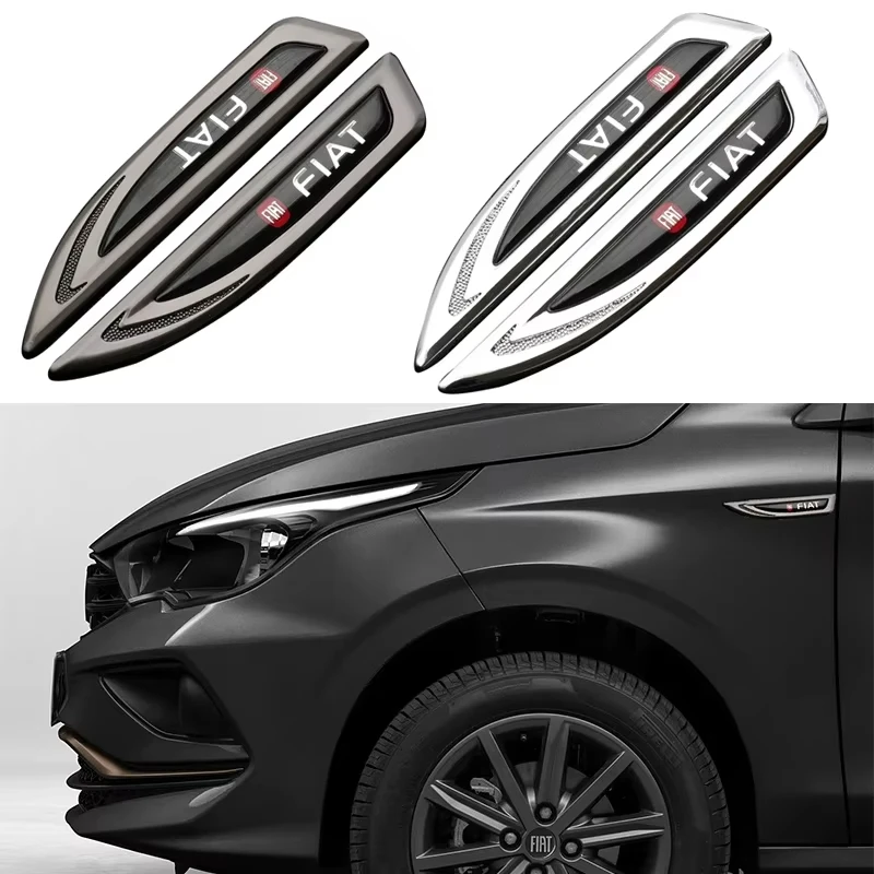 2 Piezas de Logotipo Lateral 3D de Metal para Guardabarros de Coche, para Fiat Abarth 500 600 Bravo Doblo Aegea Palio Tipo Panda Punto Stilo, Accesorios para Vehículos