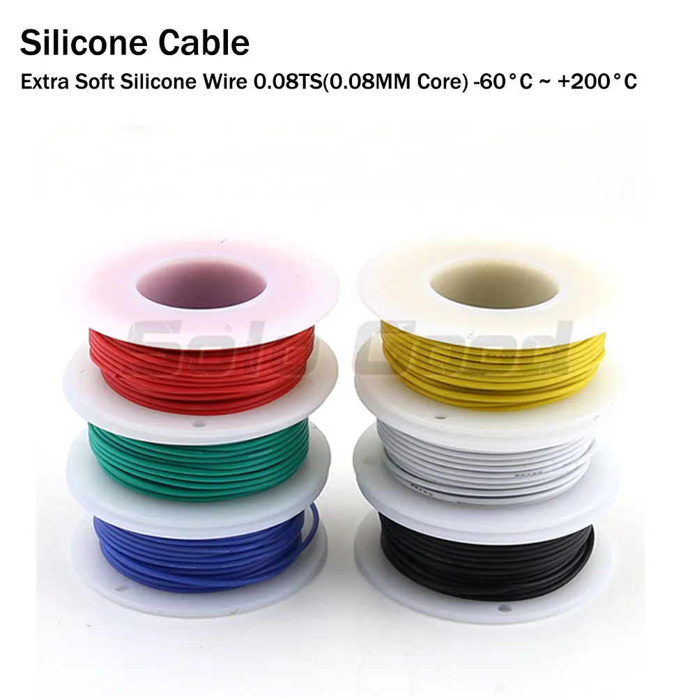 Гибкие мягкие силиконовые луженые провода 20awg 24AWG, 6 цветов, разные электрические многожильные строительные кабели для самостоятельной сборки