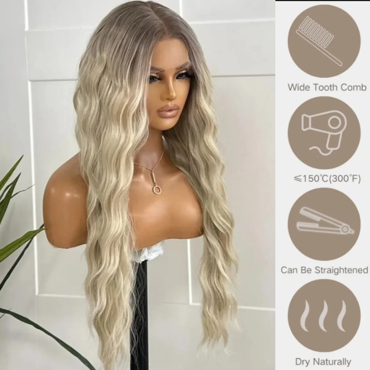 

Пепельно-белые блондинки, объемные волны, женские бесклеевые парики, плотность 180, предварительно выщипанные натуральные волосы, синтетический парик 13x4 HD, парики спереди