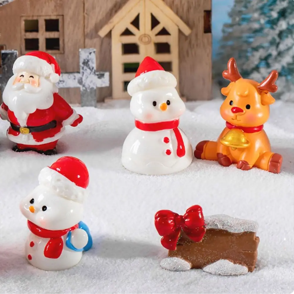 Creative Bonsai Decor Micro Landscape Resin Snow Scene Christmas Miniature Mini DIY Santa Claus Figurines Gifts Decorations