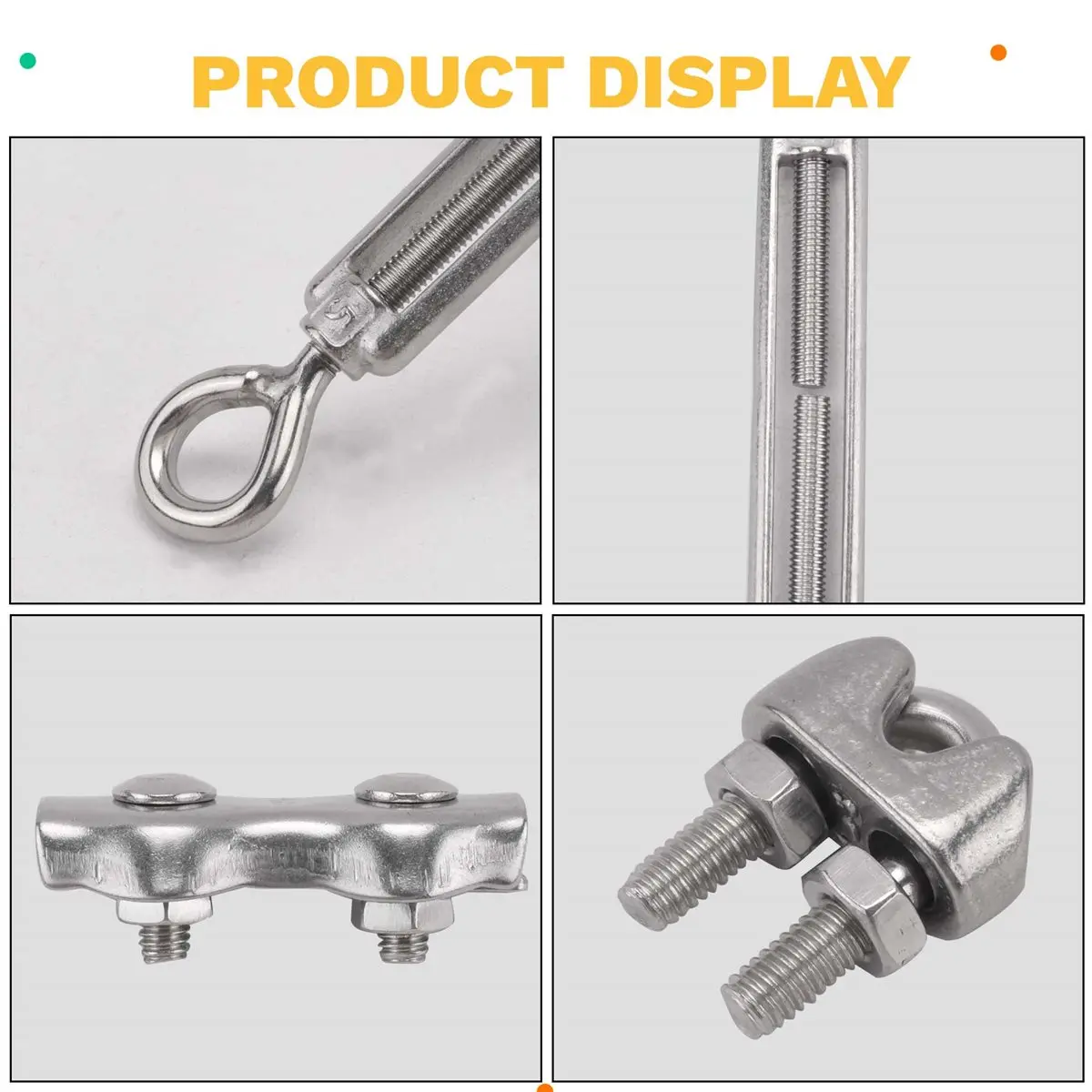 feelfeel 30 turnbuckle M5 wire tensioner set with turnbuckle wire rope clamp thimbles press clamp for tightening