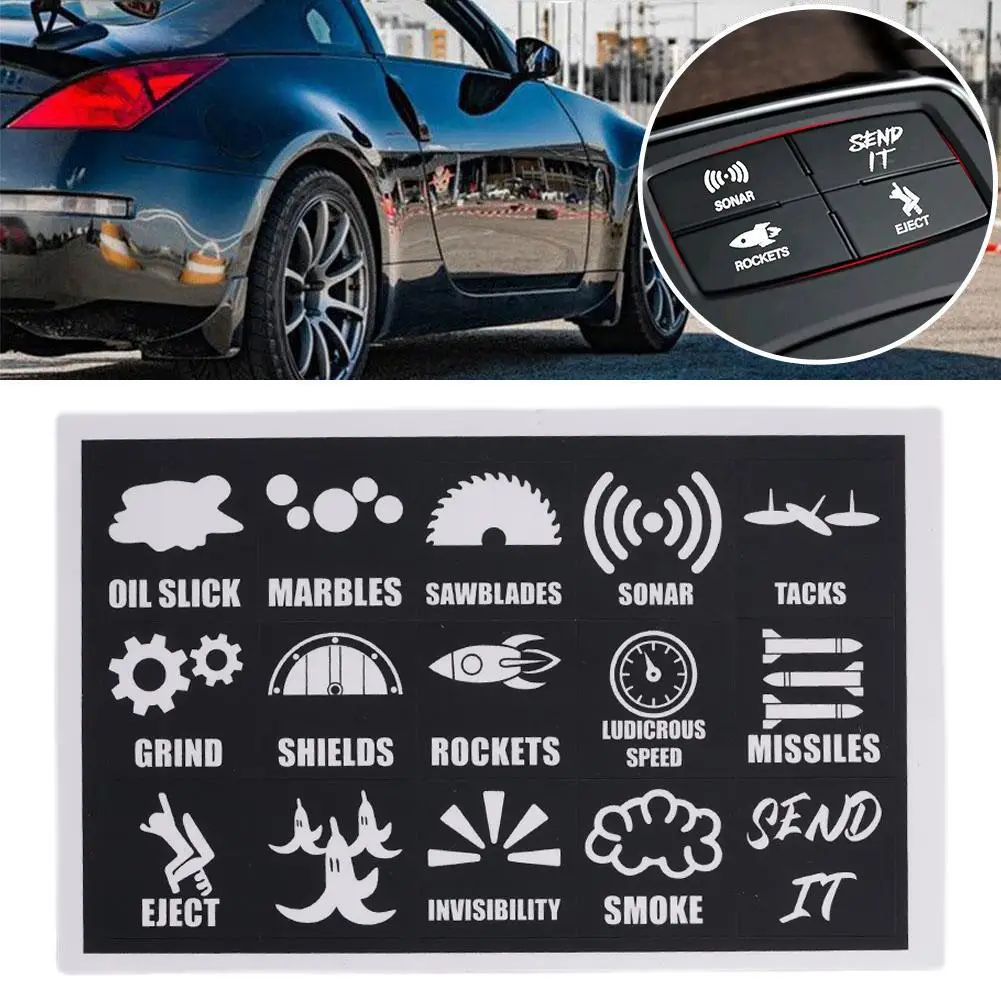 

Novelty Car Button Switch Decorative Sticker Car Switch Button Stickers Dashboard Console Label Decals Decorations For Car X6M8
