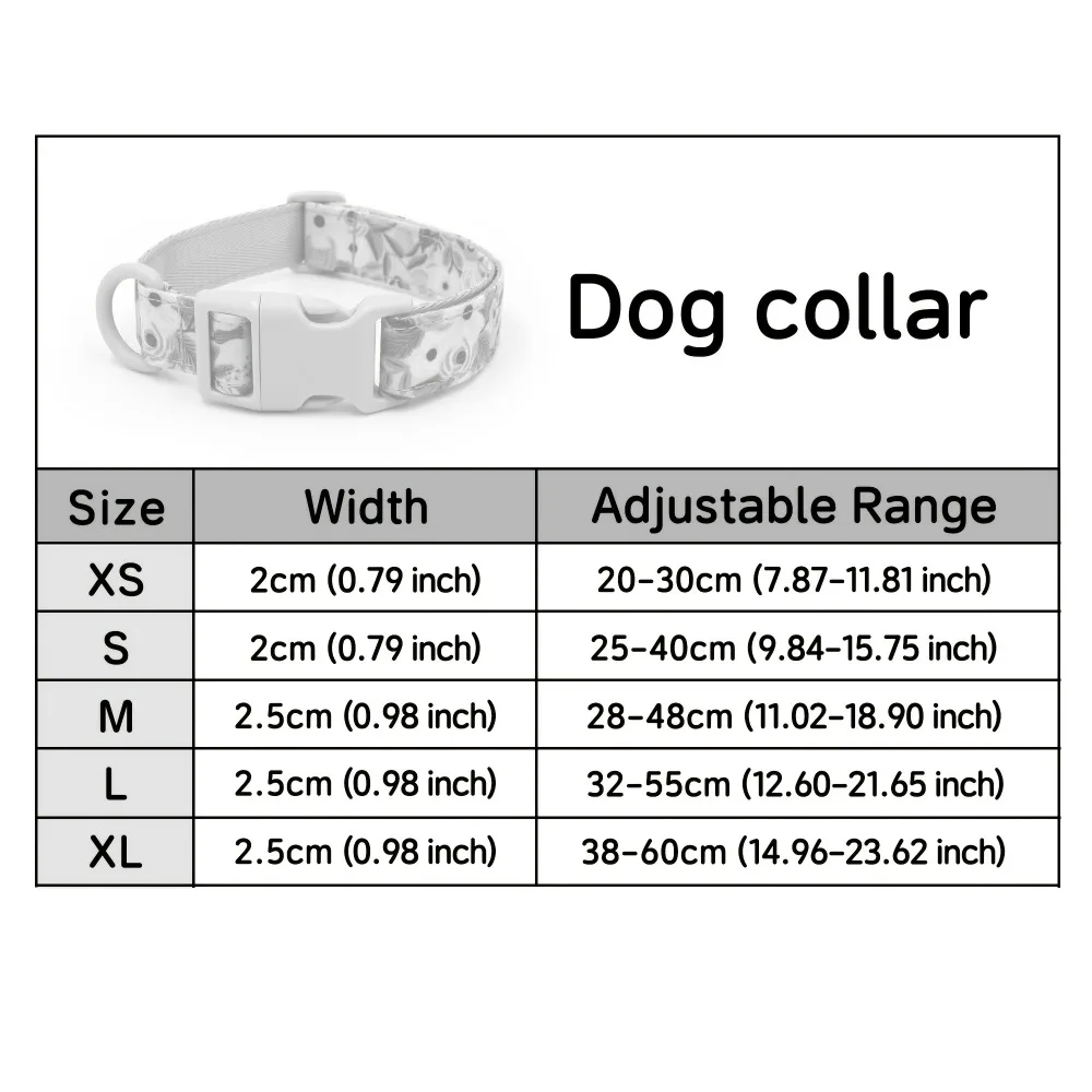 Custom Dog Collar Cute Printed Adjustable Dog Neckband Personalized Pet Collar Gift for Puppy New Year Wedding Christmas Gift