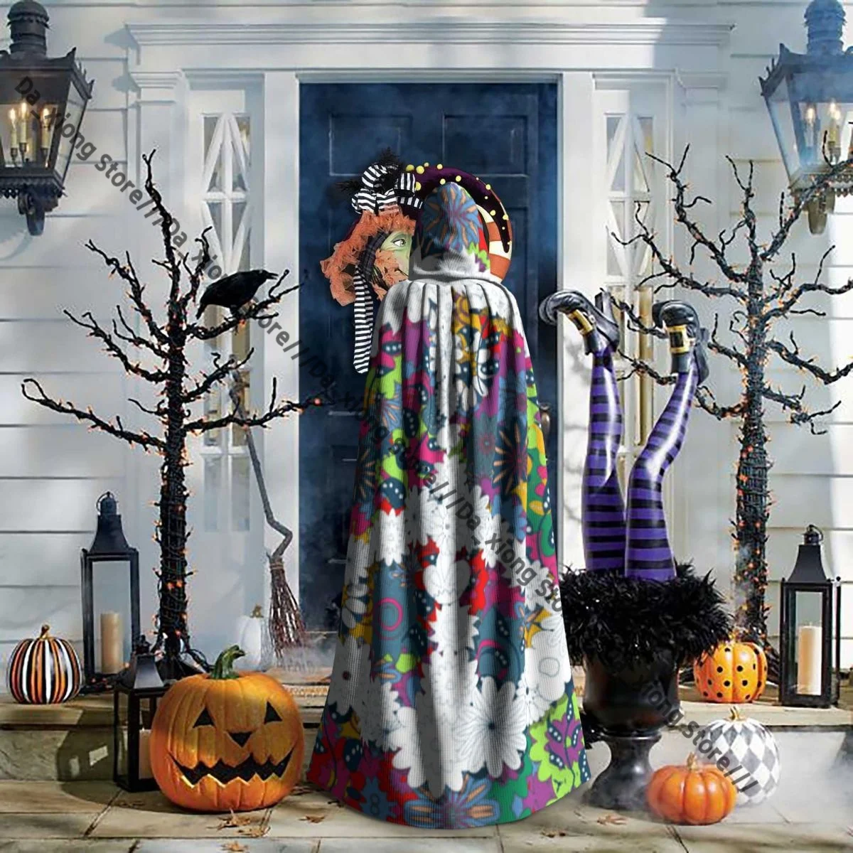 للجنسين هالوين عباءة علامة السلام كيب مقنعين القرون الوسطى زي الساحرة ويكا مصاص دماء #6