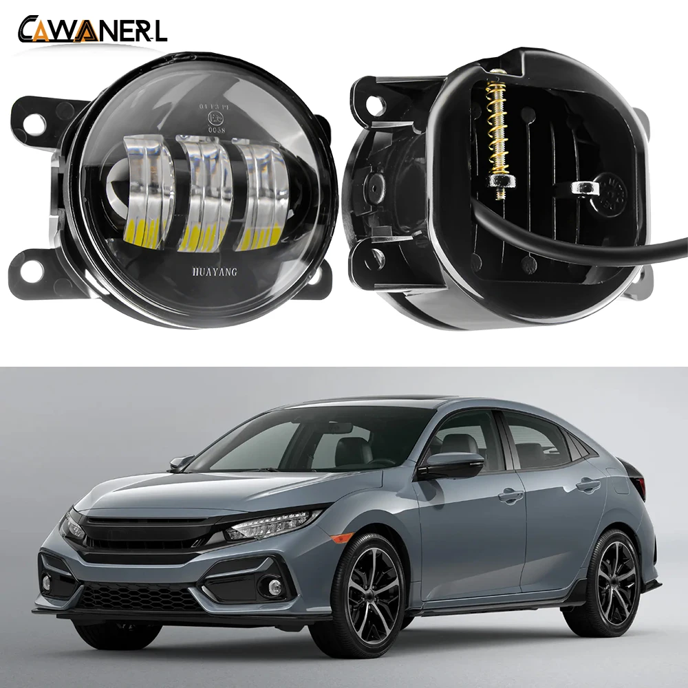 2 X Car Front Bumper Fog Light Assembly LED Fog Driving Lamp DRL 30W 4000LM 12V For Honda Civic 2016-2021 (including Type R)