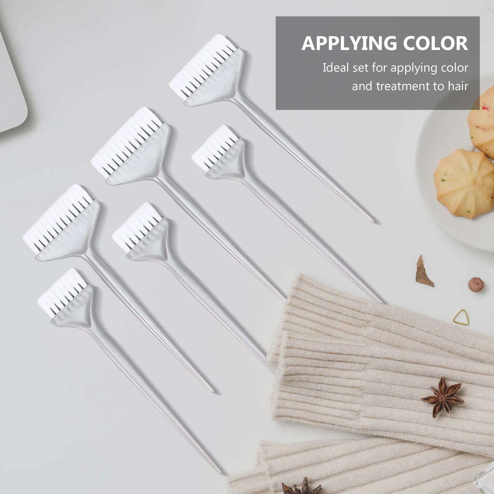 

6Pcs Hair Dye Brush Kit Heavy Duty Reusable Coloring Comb Ergonomic Long Handle for Precise Tint Application Salon Styling