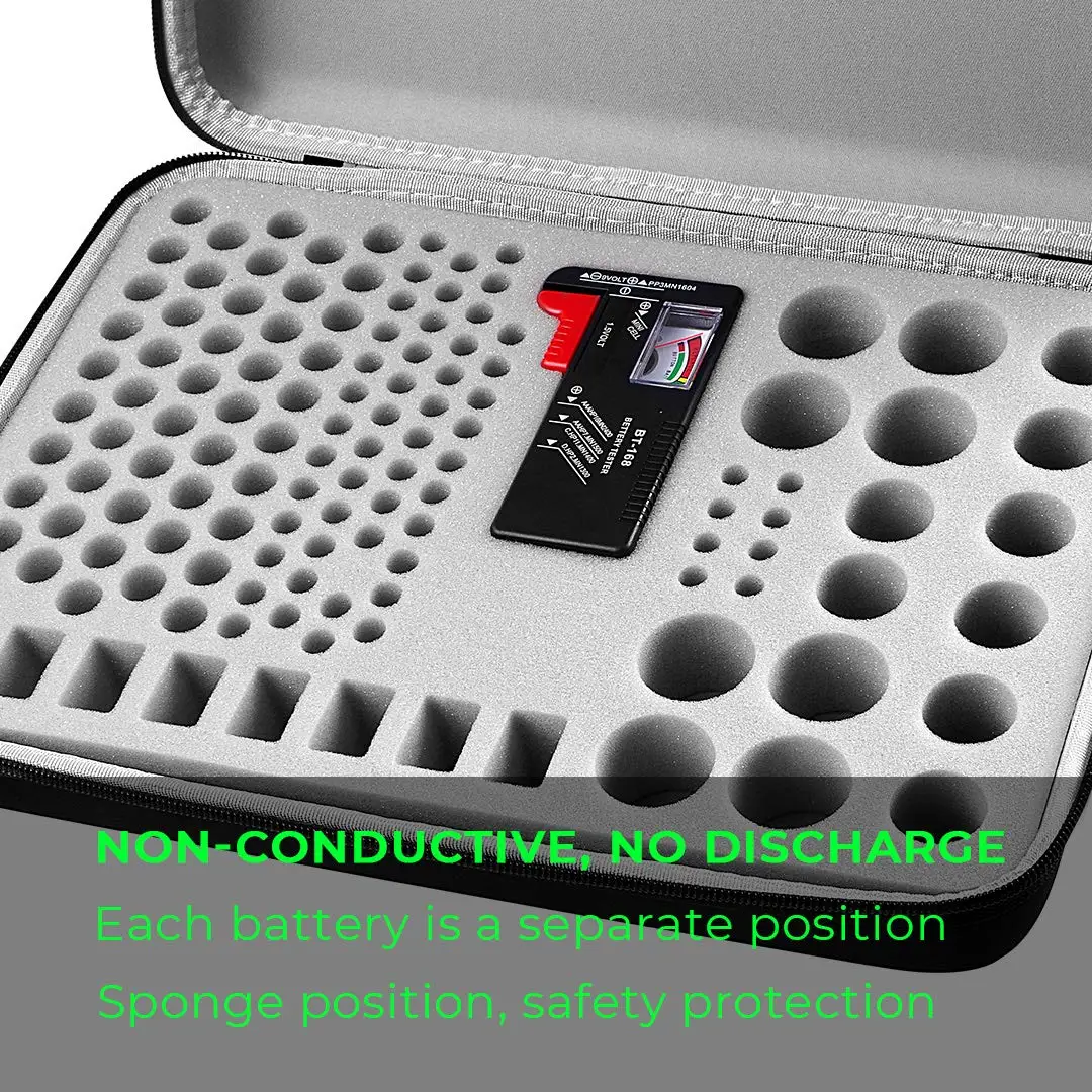 Battery Organizer Storage Holder Case Box with Tester Checker BT-168. Holds 225 Batteries AA AAA C D Cell 9V 3V Lithium