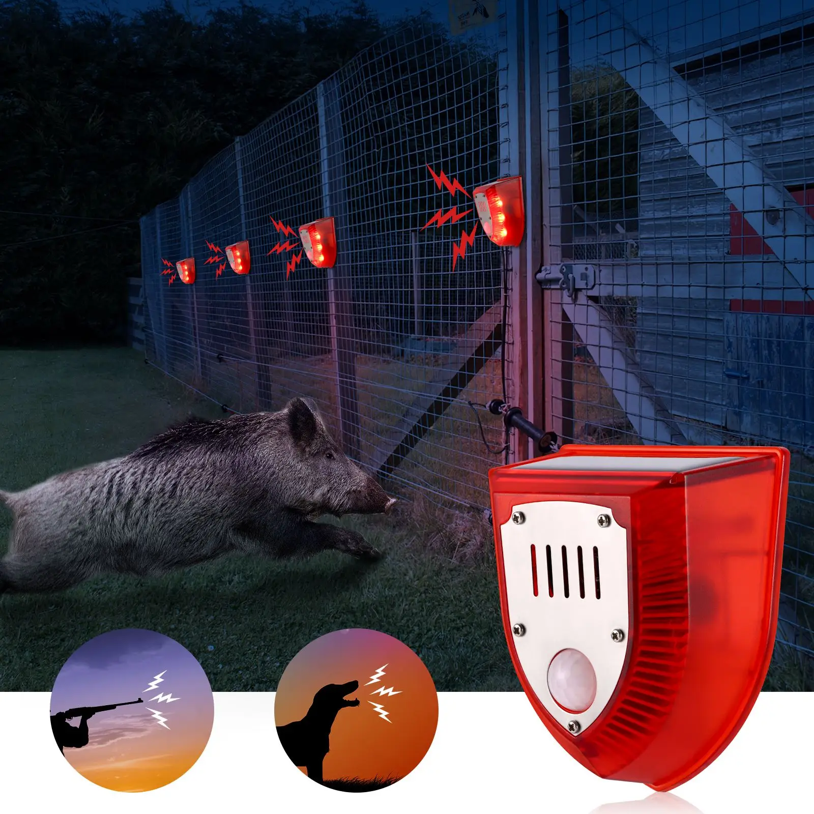 Solar Alarm Lamp Motion Sensor Security Alarm Home Alarm Siren Siren Dog Barking Gunshots Motion Sensor Detector Alarm System