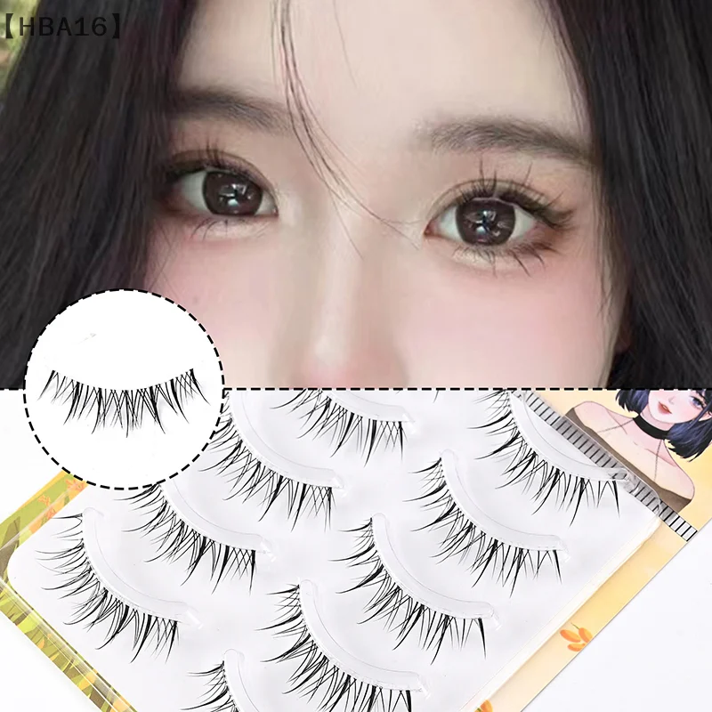 One Piece Clear Stem False Eyelashes Five Pairs Of Small Devil Fishtail Fox Tied Oblique Fly Lazy Girl Group False Eyelashes