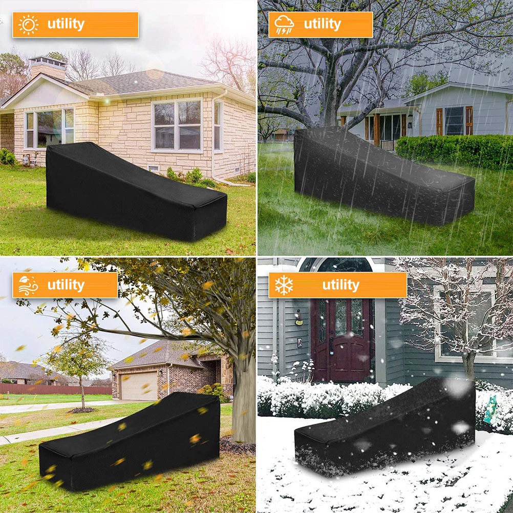 

Outdoor Chairs Recliner Cover Waterproof Furniture Protective for Garden Set Covers All Weather Black