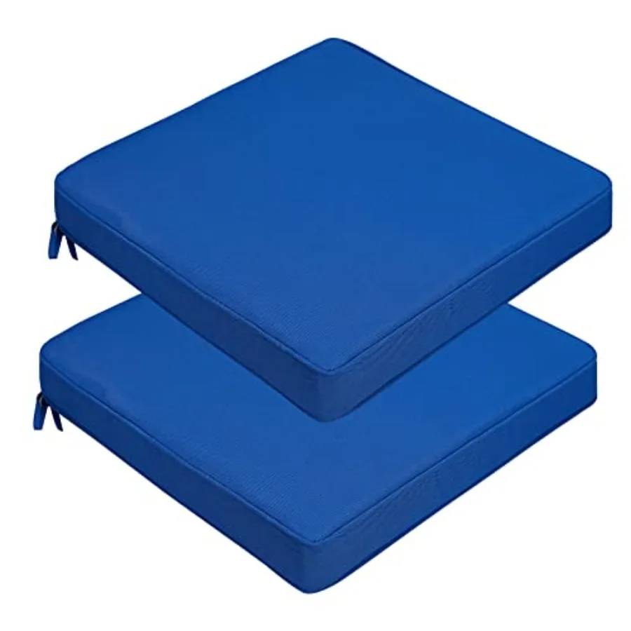 

Комплект из 2 водонепроницаемых подушек для уличных стульев - квадратные подушки для сидений на террасе 19x19 дюймов с завязками, однотонные, из высокоплотного пенопласта