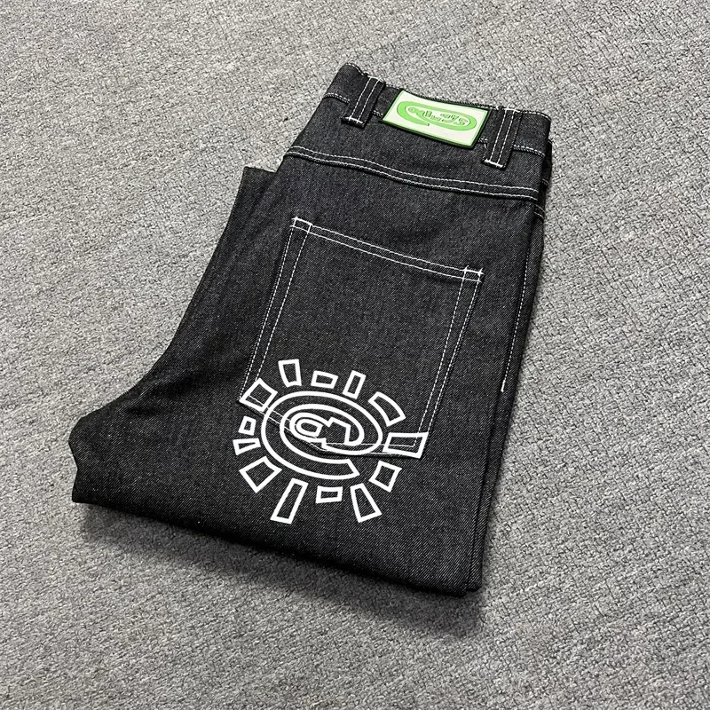

25ss Sunroll Print ADWYSD Jeans Casual Black Women Denim Pants Men Pants
