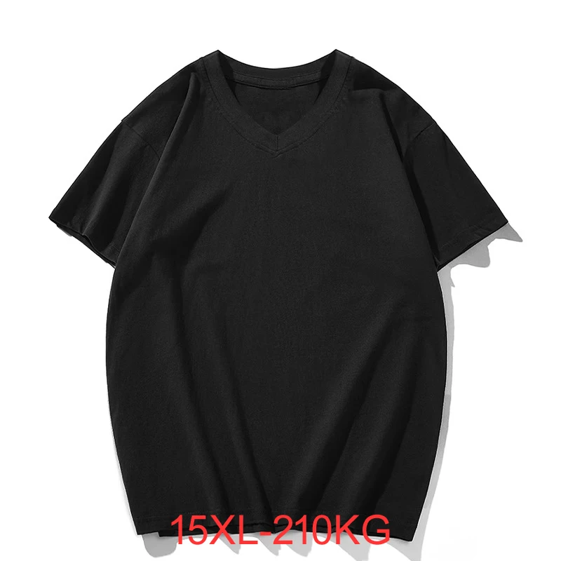 Summer men Oversized t-shirt Bust 186cm 15XL 14XL 13XL 12XL 11XL 10XL 9XL 8XL V Neck Plus size Men t-shirt Weight 110KG-210KG