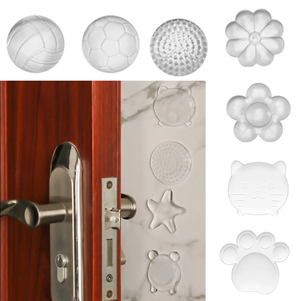 

Door Stoppers Wall Protection Safety Shock Absorber Door Handle Bumpers Security Cartoon PU Transparent Wall Protectors