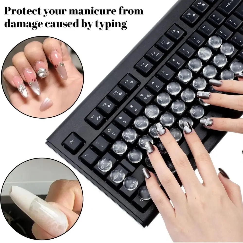 36/72/108 Pcs Hot 0.62'' Keyboard Stickers Clear Raised Bubbles Keyboards Stickers Long Nail Keyboard Covers for Long Nails