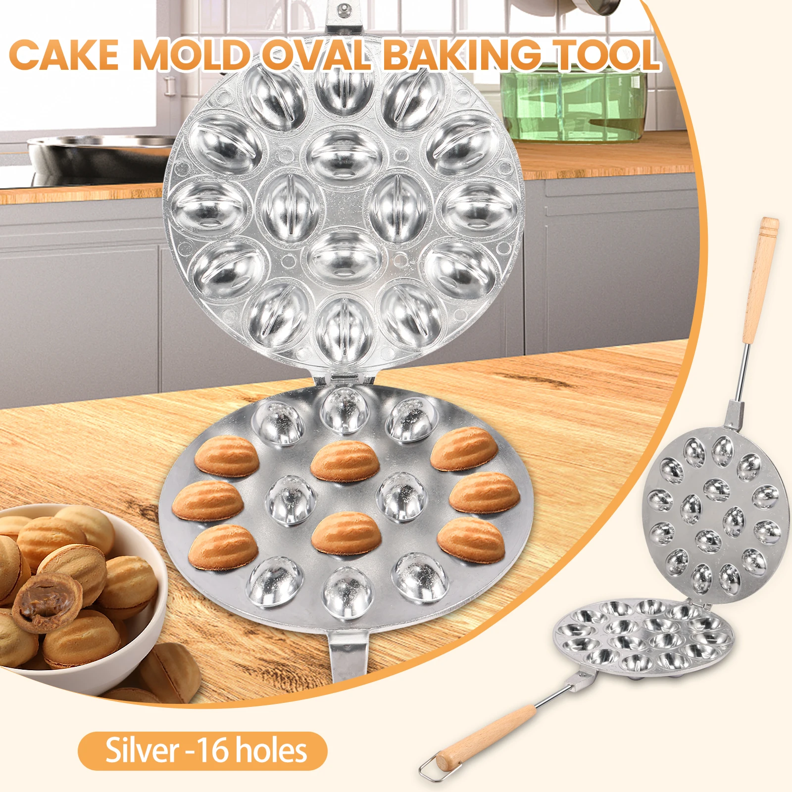 Walnut Cookie Mold 16 Holes Walnut Cookie Maker Nonstick Oreshki Molds Pastry Nut Cookies Maker for Baking Kitchen Gadgets