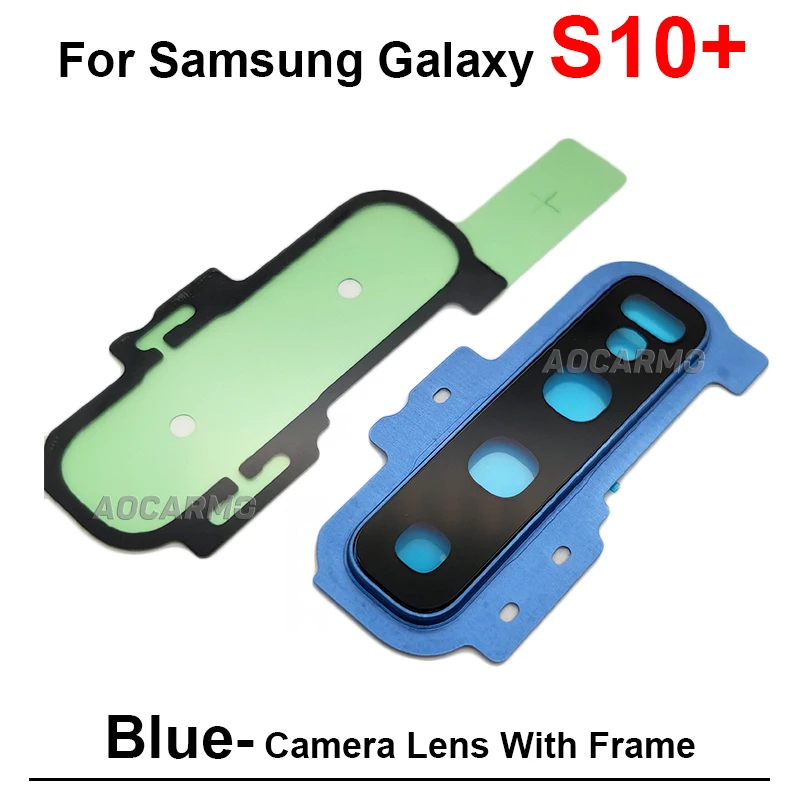 Back Camera Lens With Frame And Adhesive Repair Replacement Parts For Samsung Galaxy S10+ S10 Plus G9730 G9750