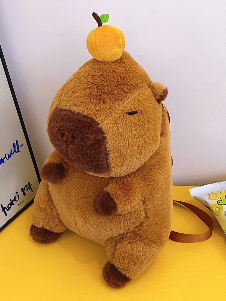 Kawaii Plush Capybara Toy Backpack Cute Large Capacity Stuffed Animal Plush Bag Boy Girl Backpack Kindergarten Gift for Girl