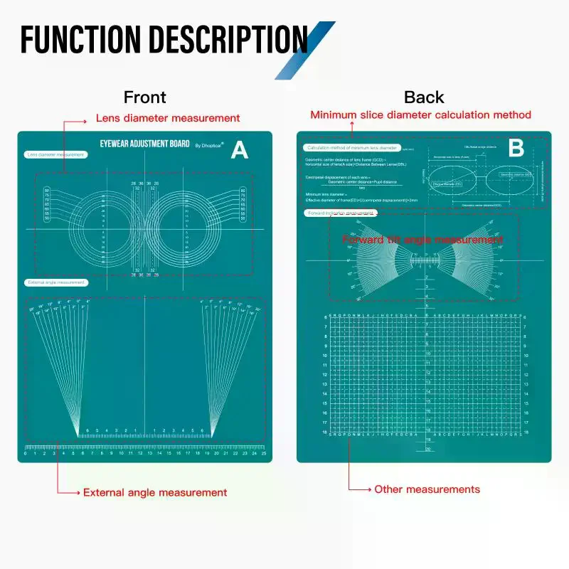 Glasses Frame Adjustment Lens Diameter Measurement Plate Accessory Glasses Progressive Lens Repair Tool