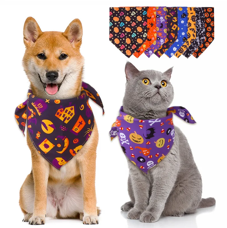 

Pet Halloween Triangle Scarf Dog Drool Scarf Cat Neck Cover Bib Scarf Pet Accessory