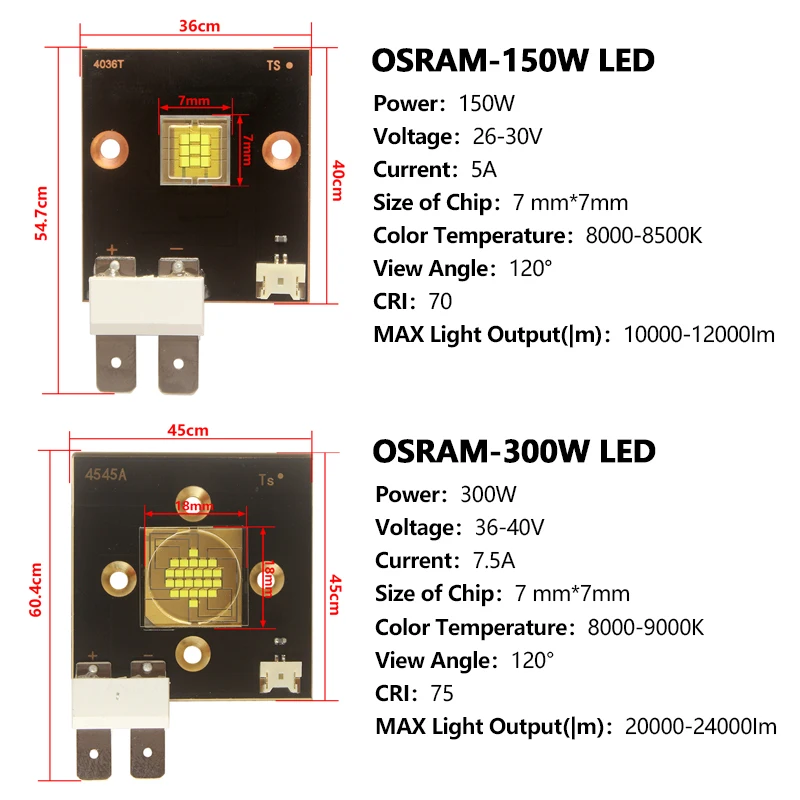 High Power LED Stage Light Lamp Chip 150W 300W DC30-36V 5A 8A Moving Head Follow Spotlight Cool White For Long Distance Lamp