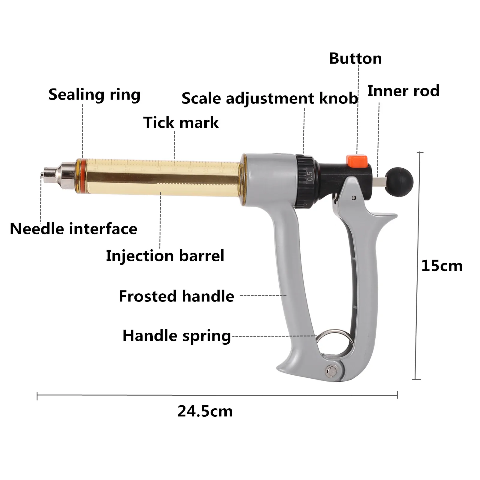 25ml/50ml Semi-Automatic Continuous Syringe Adjustable Vaccine Injector Injection for Using On Pig Cattle Sheep Chicken 1 Pc